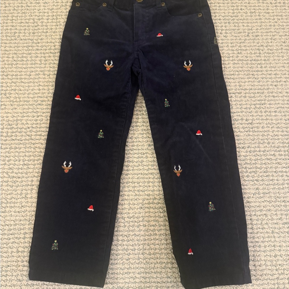 Janie & Jack boys 4T navy blue holiday corduroy pants